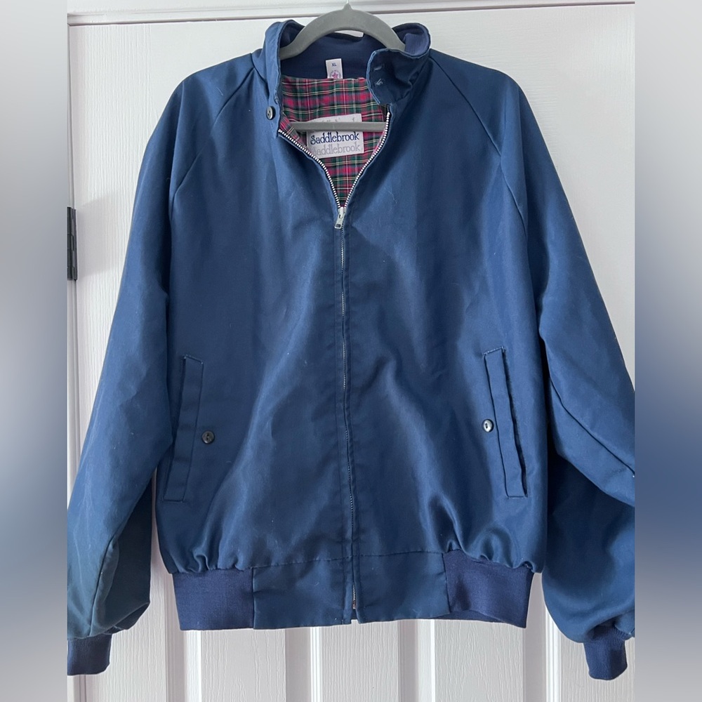 Vintage Saddlebrook Blue Full Zip Lined Bi-Swing Bomber Blue Jacket - 80s XL